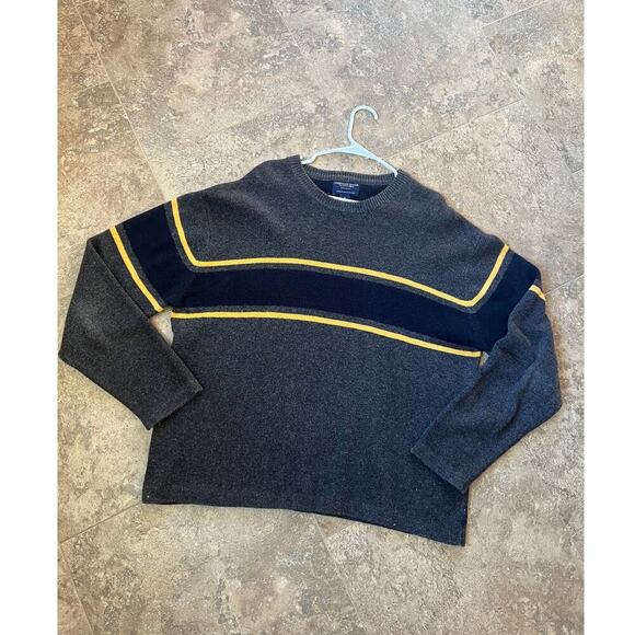 American Eagle crewneck gray sweater with stripe, mens XL - Picture 1 of 4